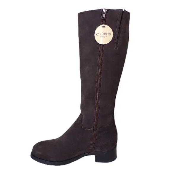 🆕 LA CANADIENNE Love Knee High Lined Waterproof Suede Boot 7 Gray - Picture 7 of 13